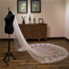 Voiles de mariage cathédrale ivoire blanc en gros 3*3 mètres Appliques en dentelle Voile nuptial
