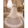 Voile de mariée de bord d'application de dentelle d'un niveau avec paillettes