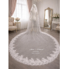Voile de mariée de bord d'application de dentelle d'un niveau avec paillettes
