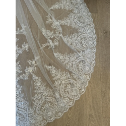 Voile de mariée cathédrale ivoire : voile de mariée en dentelle de 350 cm
