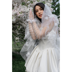 Gants de mariée bohèmes ivoire, accessoires de mariage fleurs 3D, manches de mariage vintage
