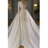 Robe de mariée sirène en satin à une épaule avec perles