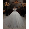 Robe de bal de hors-l'épaule Robe de mariée - Glitter Tulle Princess Robe de mariée - Elégant Corset Sparkly Robe de mariée