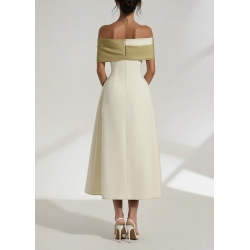 Cicek Floral Appliqué Off Shoulder Midi Robe
