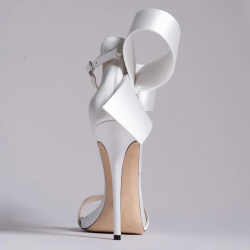 Bow Strap Stiletto Sandales - Blanc