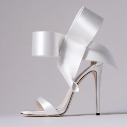 Bow Strap Stiletto Sandales - Blanc