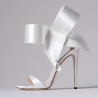 Bow Strap Stiletto Sandales - Blanc