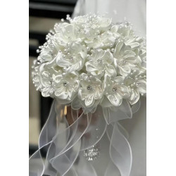 Bouquet de mariée en satin scintillant, fleurs de mariage en strass, bouquet de fête fait main