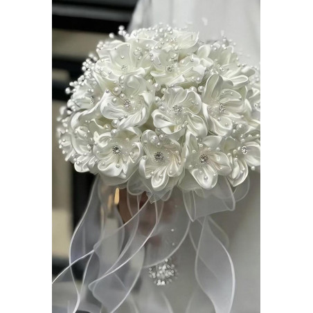 Bouquet de mariée en satin scintillant, fleurs de mariage en strass, bouquet de fête fait main
